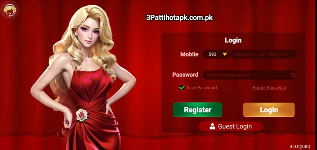 3 Patti Hot Login Interface