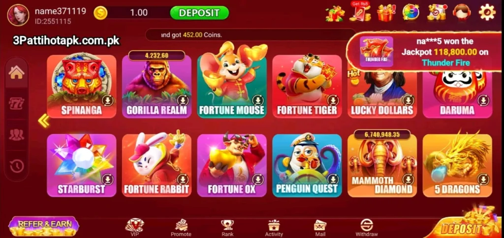 Games Available inside 3 Patti Hot App