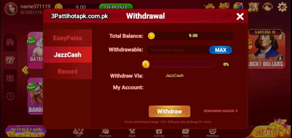How to Withdraw Money in 3 Patti Hot