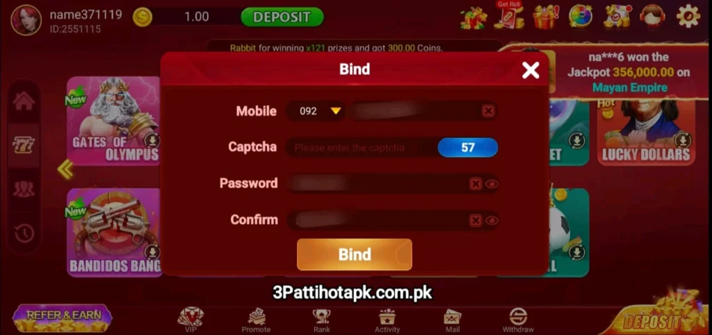 Steps to Register in 3 Patti Hot Game